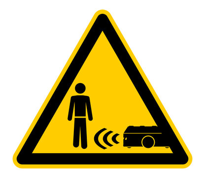 rws20 RoboticWarnSign rws - wso480 WarnSchildOrange - german warnzeichen: warehouse - Warnung Fahrerloses Transportsystem FTS . english warning sign: CAUTION - Automated Guided Vehicle AGV . g10752