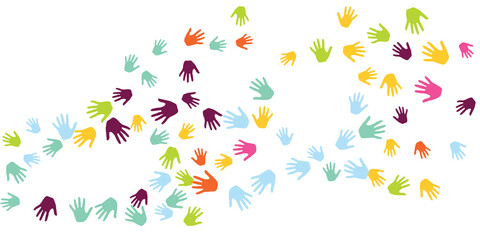 Colorful kids handprints preschool education concept vector