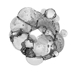Foto op Plexiglas Watercolor bubble blot drop splash. Abstract texture black color stain on white background. © Liliia