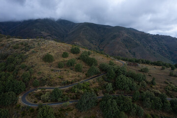 Fototapeta na wymiar Landscape with mountain road in Puerto de Honduras. Spain.