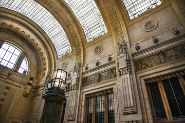 beautiful interior of a railway station in Milan, Italy