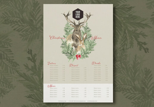 Menu Poster Christmas Deer Hare