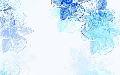 Light BLUE vector elegant template with flowers.