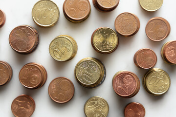 Top view of stacked coins. Business and investment concept