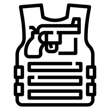 black outline bulletproof vest with gun clip art preview