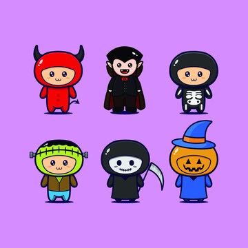 Halloween mascot collection with various characters