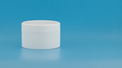 Unbranded plastic jar for cosmetics products. Skincare and cosmetology mockup. Branding identity template for text and design