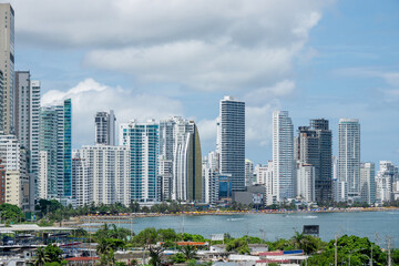 Fototapeta na wymiar Panoramic view of the Cartagena modern Downtown skyline in Colombia