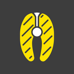 Salmon meat vector icon. Barbecue and bbq grill