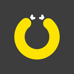 Ring of raw sausage vector icon on dark background
