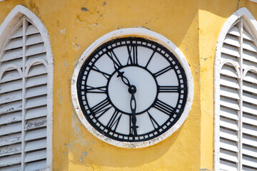 Closeup view of the Clock Tower Monument in Cartagena de Indias, Colombia