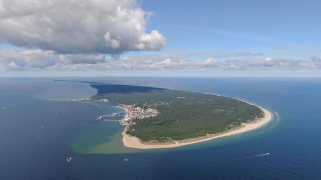 Flying over headland of Hel Peninsula - this is where Poland begins (or ends)