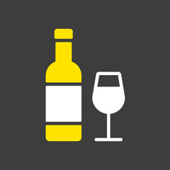 Wine bottle and glasses vector icon