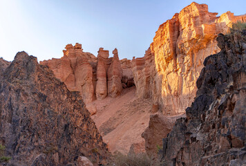Beautiful sunset in Charyn canyon near Almaty city, Kazakhstan