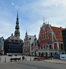 Historical landmarks of the Latvian capital Riga on a sunny summer day 2021