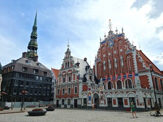 Fototapeta na wymiar Historical landmarks of the Latvian capital Riga on a sunny summer day 2021