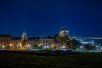 Fototapeta na wymiar Old Quebec seen from the Plains of Abraham by night