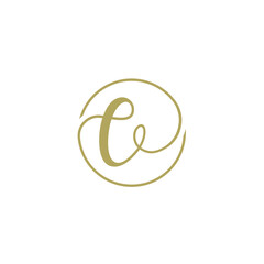 Initials Letter C E W Logo Design Handwriting with Circles, Logotype Abstract Minimalist Luxury Beauty Fashion