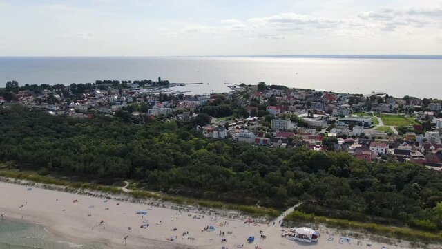 Aerial view of Jastarnia on Hel peninsula at the Baltic Sea in Poland, Europe