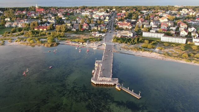 Aerial view of Jastarnia on Hel peninsula at the Baltic Sea in Poland, Europe