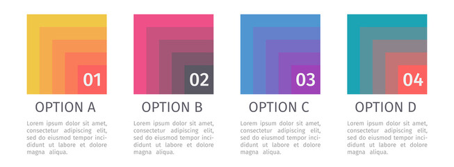 Banner business infographic template with 4 step up options. Template for presentation, chart, graph. Vector illustration in gradient pastel colors