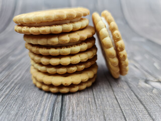 The Natural biscuits close-up. Delicious cookies in the close-up