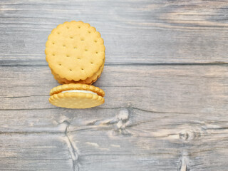 The Natural biscuits close-up. Delicious cookies in the close-up