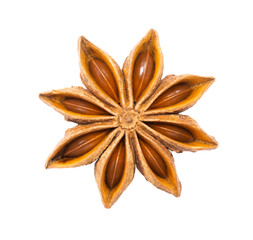 Whole Star Anise isolated on white background with clipping path.