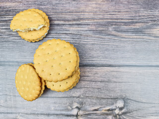The Natural biscuits close-up. Delicious cookies in the close-up