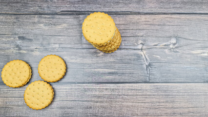 The Natural biscuits close-up. Delicious cookies in the close-up