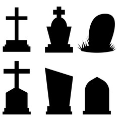 Graves isolated sert. Vector simple black silhouettes.