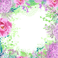 Obraz na płótnie Canvas Frame made of beautiful flowers. Vector illustration