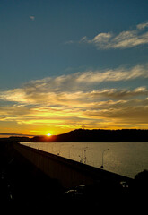 sunset over the river