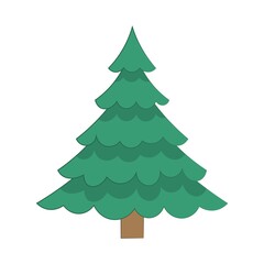 christmas tree without gifts on white background. Pine. conifer tree.