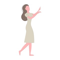 Girl stands with hands up. One woman. Dancing girl