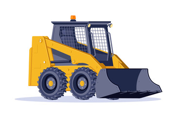 Bulldozer. Construction machinery. Vector isometric illustration