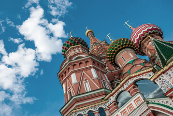 Fototapeta na wymiar Cathedral of Basil the Blessed against the background of the blue sky. Moscow.