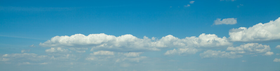 Panorama of the blue sky with clouds