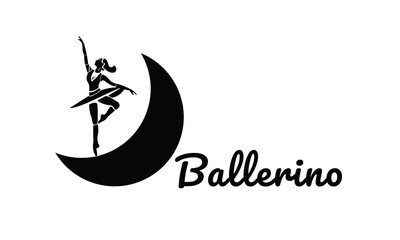 Vector Ballerino Ballet Girl Silhouette Logo Illustration