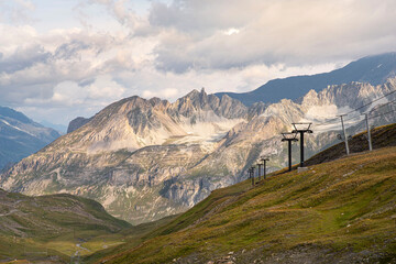 Mountain top with glacier in summer in the Alps in France