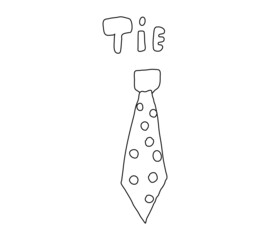 Polka dot tie drawn in the doodle style. Outline tie, icon. Vector illustration