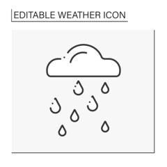 Heavy rain line icon. Weather forecast. Cloud with raindrops. Rainfall.Weather concept. Isolated vector illustration. Editable stroke