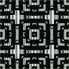  metal pattern on a black background. pattern for fabric, wallpaper, packaging. Decorative print.