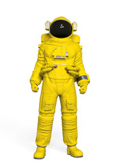 astronaut is standing up like a hero