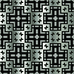  metal pattern on a black background. pattern for fabric, wallpaper, packaging. Decorative print.