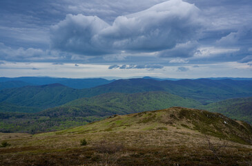 A large cloud found during hiking on the trail between Rozsypaniec and Halicz in Bieszczady Mountains, Poland. 