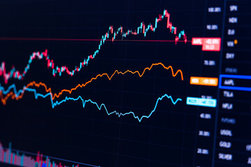 Financial stock market graph. Stock Exchange. Selective focus.