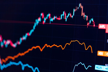 Naklejka premium Financial stock market graph. Stock Exchange. Selective focus.