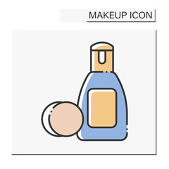  Eye makeup remover color icon. Delicate liquid for clean eye from cosmetic.Beauty procedure. Makeup concept. Isolated vector illustration