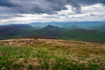 hiking trail to Tarnica, Bieszczady mountains Poland. 